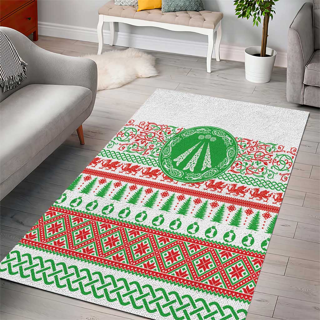 Welsh Christmas Area Rug Awen and Celtics Culture with Xmas Elements - Wonder Print Shop