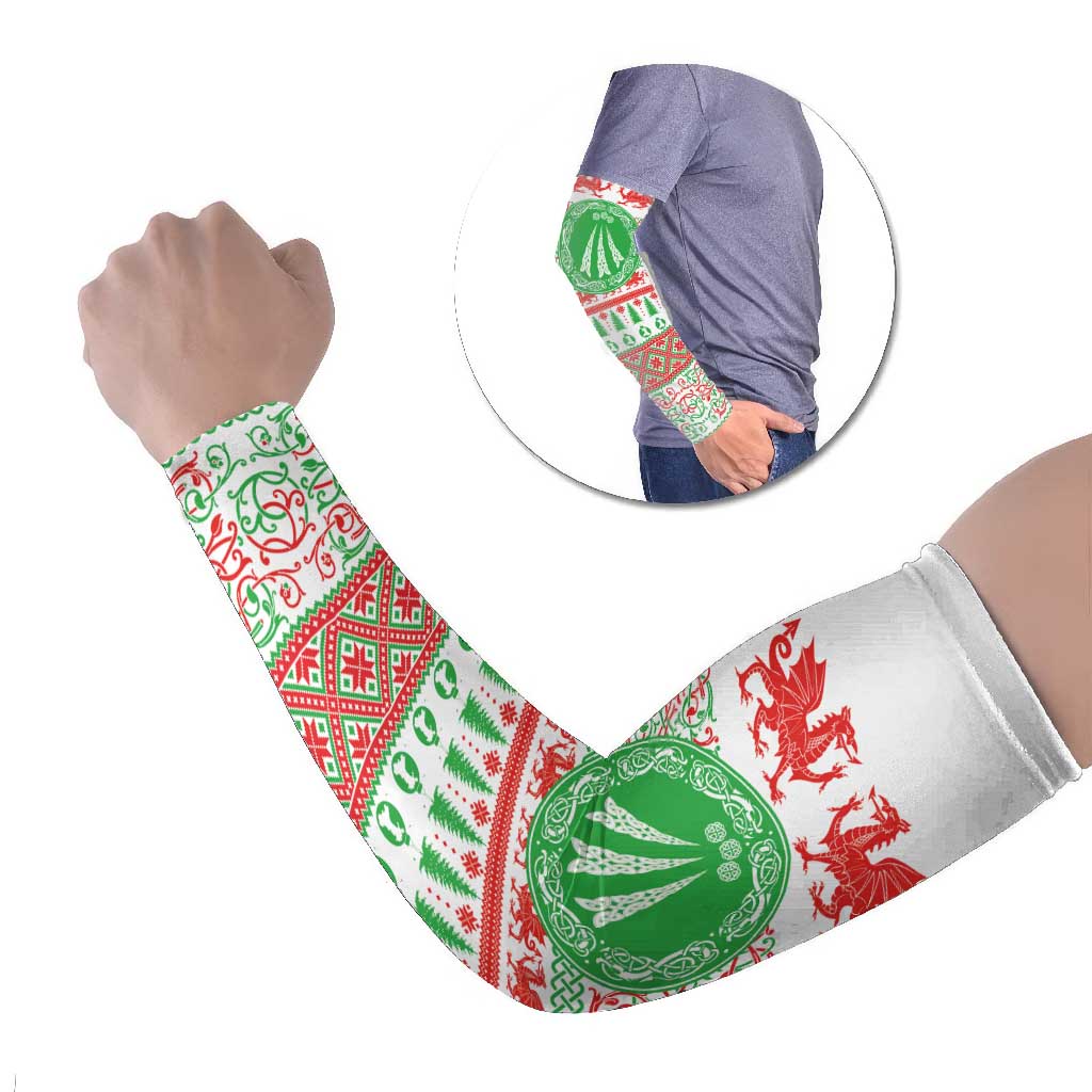 Welsh Christmas Arm Sleeves Awen and Celtics Culture with Xmas Elements - Wonder Print Shop