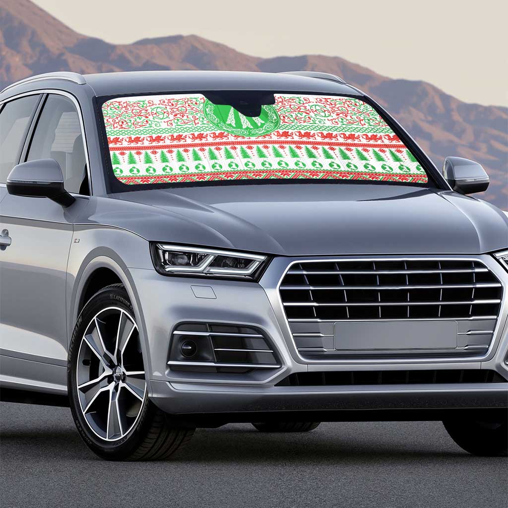Welsh Christmas Auto Sun Shade Awen and Celtics Culture with Xmas Elements - Wonder Print Shop