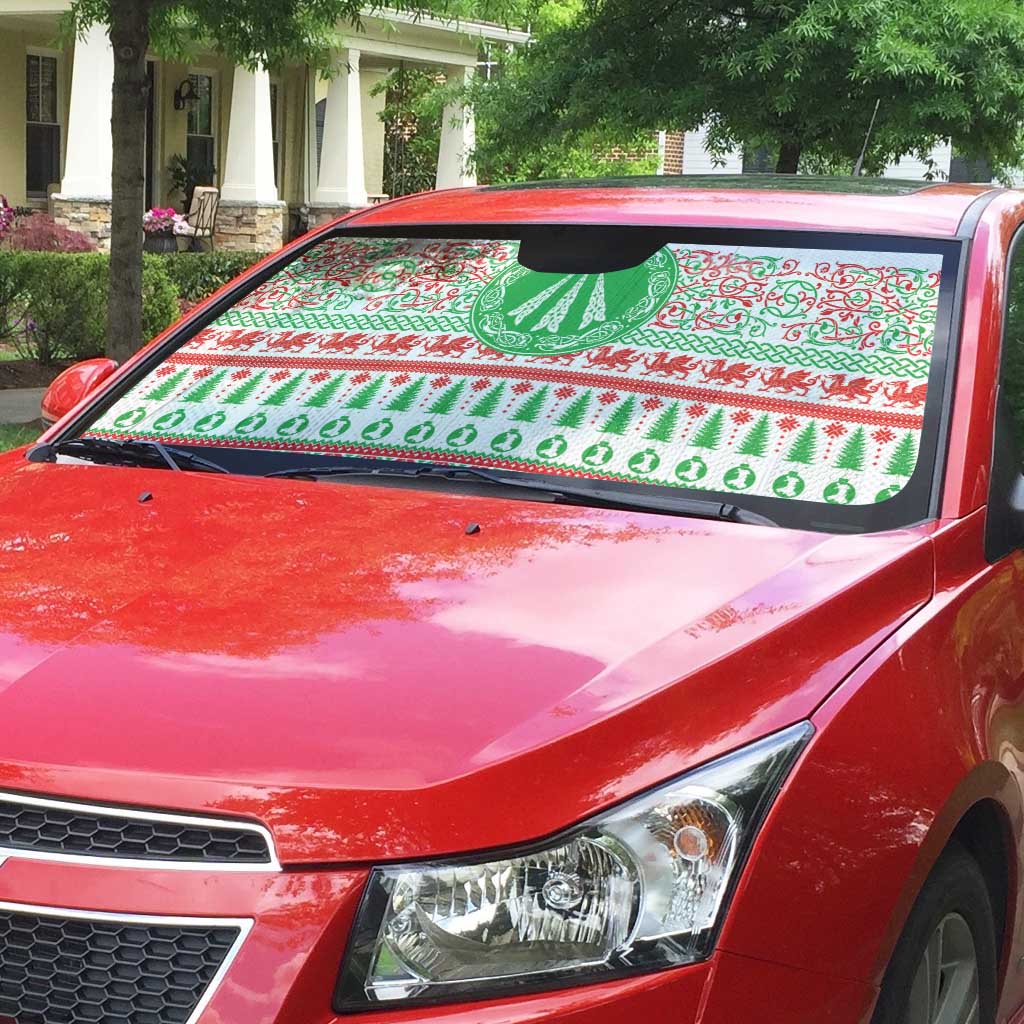 Welsh Christmas Auto Sun Shade Awen and Celtics Culture with Xmas Elements - Wonder Print Shop