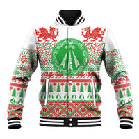 Welsh Christmas Baseball Jacket Awen and Celtics Culture with Xmas Elements - Wonder Print Shop
