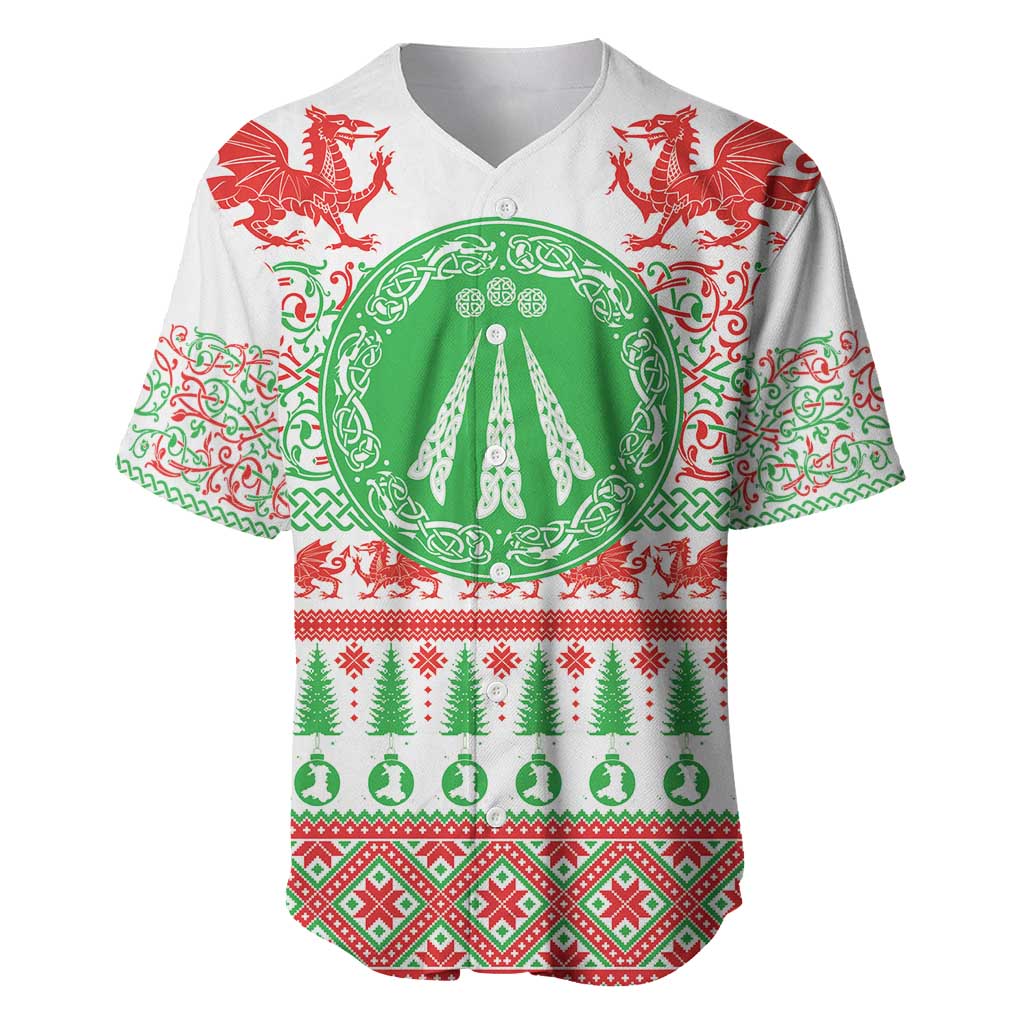Welsh Christmas Baseball Jersey Awen and Celtics Culture with Xmas Elements - Wonder Print Shop