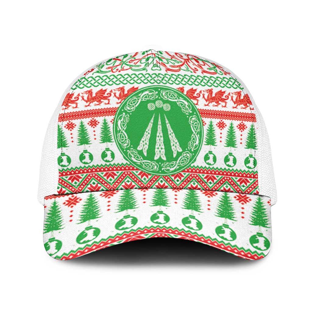 Welsh Christmas Baseball Net Cap Awen and Celtics Culture with Xmas Elements - Wonder Print Shop