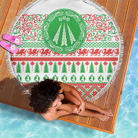 Welsh Christmas Beach Blanket Awen and Celtics Culture with Xmas Elements - Wonder Print Shop