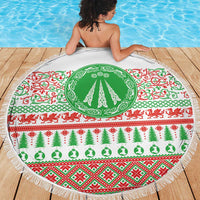 Welsh Christmas Beach Blanket Awen and Celtics Culture with Xmas Elements - Wonder Print Shop