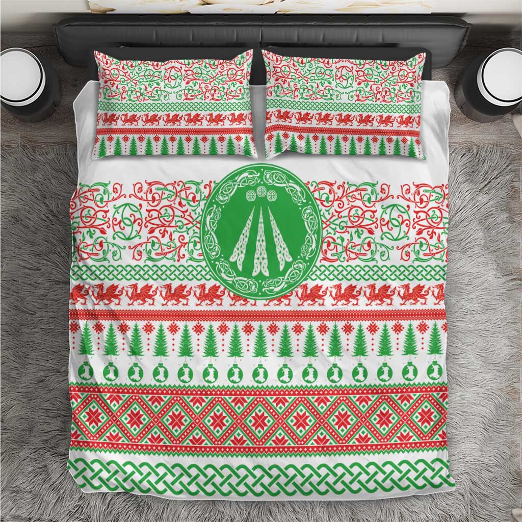 Welsh Christmas Bedding Set Awen and Celtics Culture with Xmas Elements - Wonder Print Shop