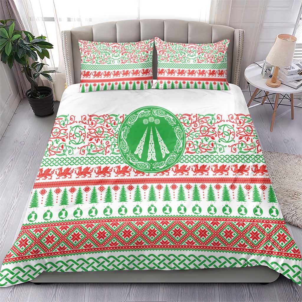 Welsh Christmas Bedding Set Awen and Celtics Culture with Xmas Elements - Wonder Print Shop