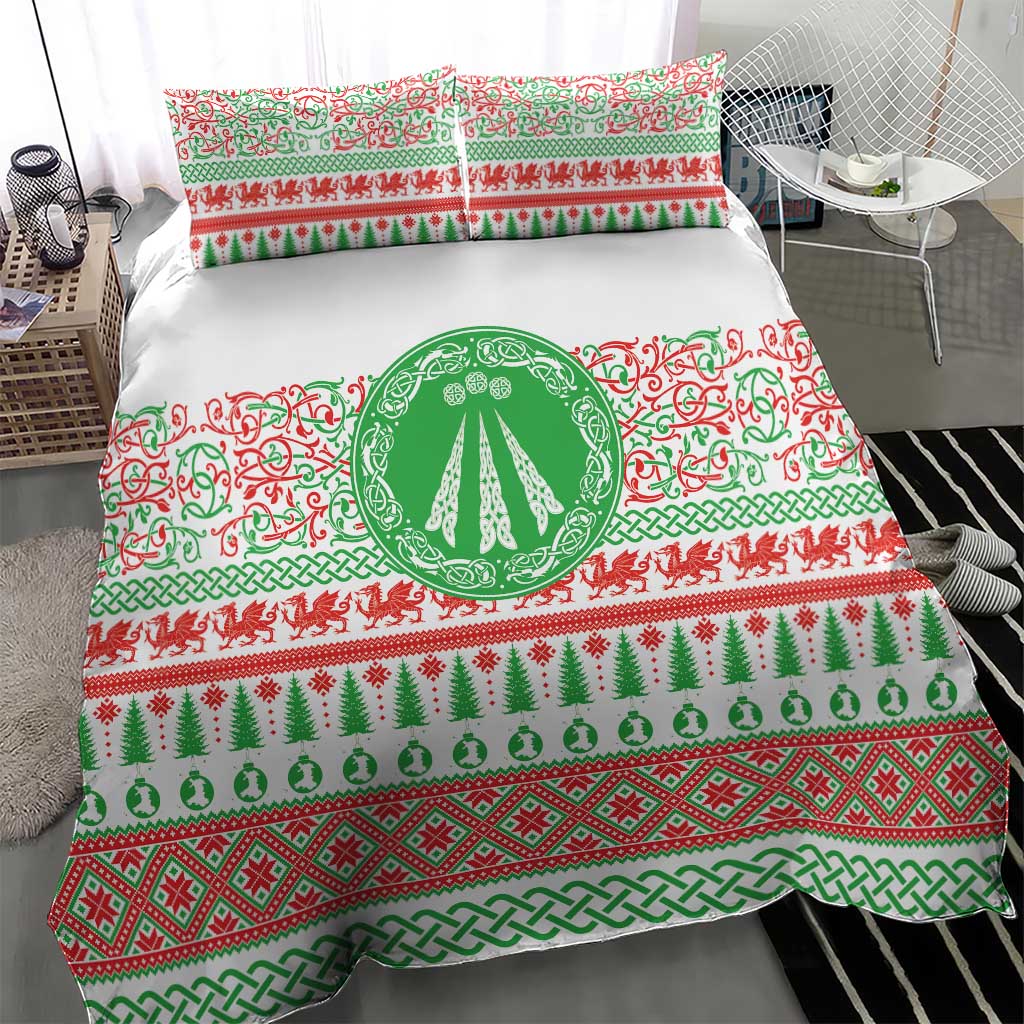 Welsh Christmas Bedding Set Awen and Celtics Culture with Xmas Elements - Wonder Print Shop