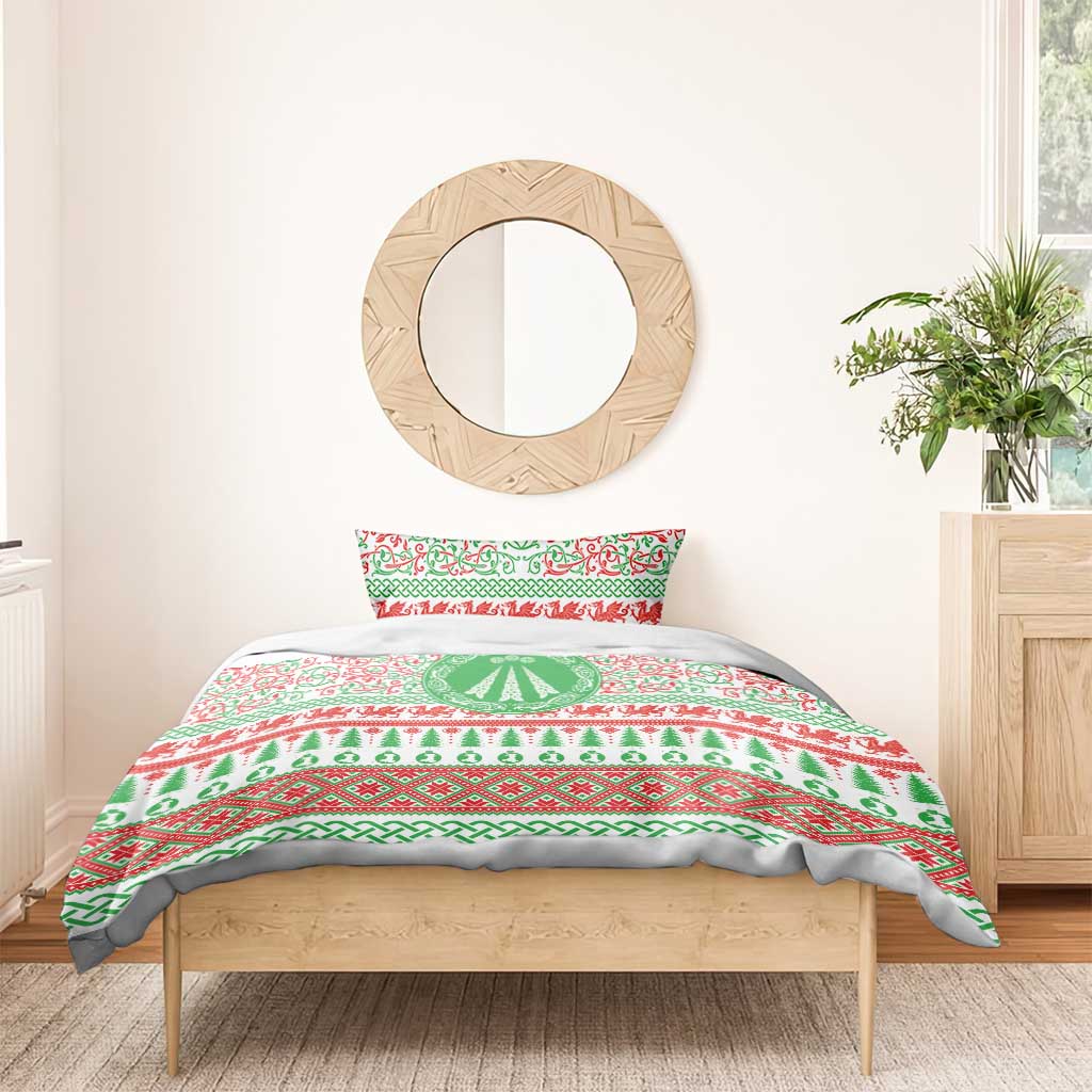Welsh Christmas Bedding Set Awen and Celtics Culture with Xmas Elements - Wonder Print Shop