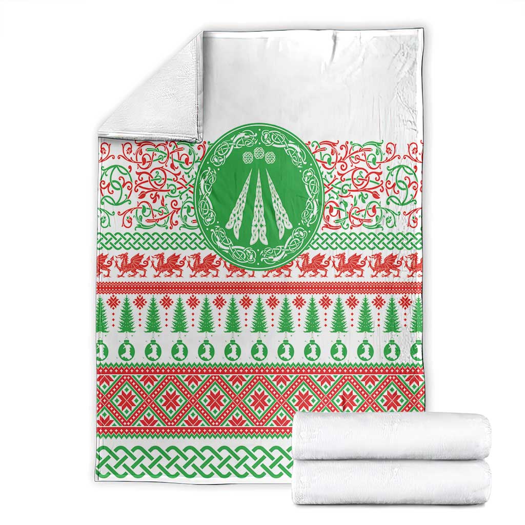Welsh Christmas Blanket Awen and Celtics Culture with Xmas Elements - Wonder Print Shop