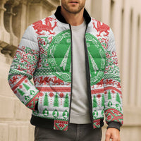 Welsh Christmas Bomber Puffer Jacket Awen and Celtics Culture with Xmas Elements - Wonder Print Shop