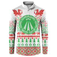 Welsh Christmas Button Sweatshirt Awen and Celtics Culture with Xmas Elements - Wonder Print Shop