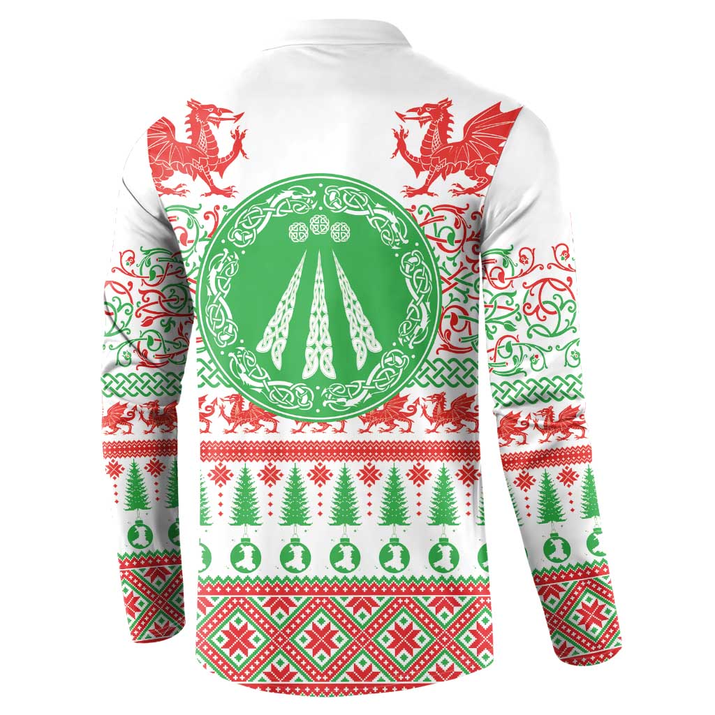 Welsh Christmas Button Sweatshirt Awen and Celtics Culture with Xmas Elements - Wonder Print Shop