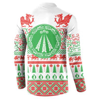 Welsh Christmas Button Sweatshirt Awen and Celtics Culture with Xmas Elements - Wonder Print Shop
