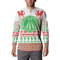 Welsh Christmas Button Sweatshirt Awen and Celtics Culture with Xmas Elements - Wonder Print Shop
