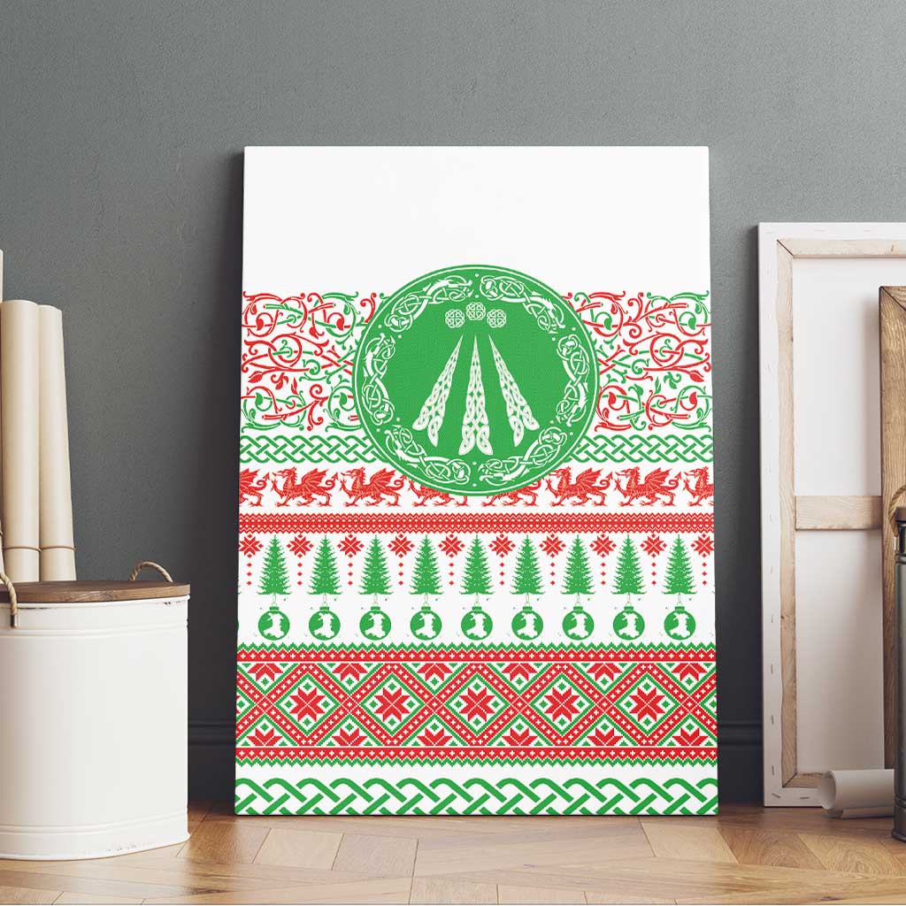 Welsh Christmas Canvas Wall Art Awen and Celtics Culture with Xmas Elements - Wonder Print Shop