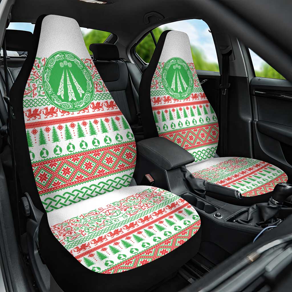Welsh Christmas Car Seat Cover Awen and Celtics Culture with Xmas Elements - Wonder Print Shop