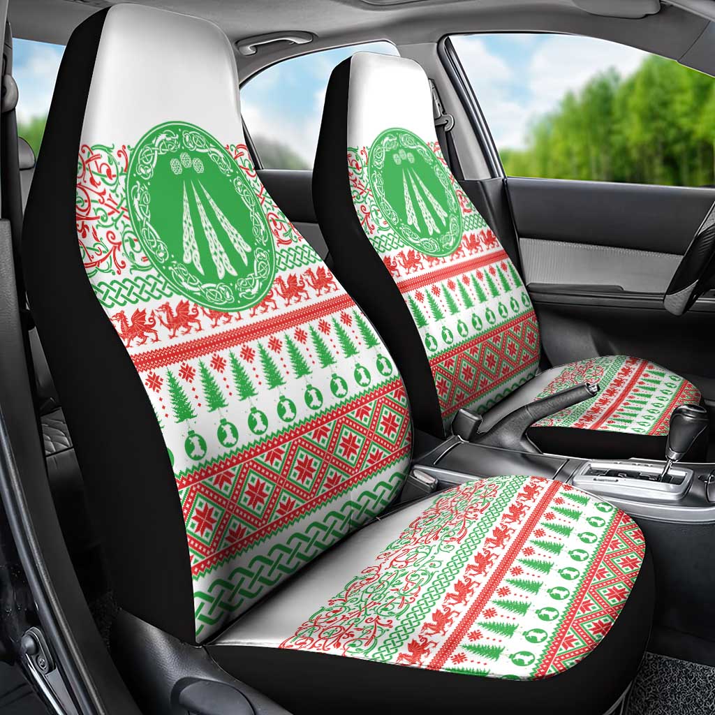 Welsh Christmas Car Seat Cover Awen and Celtics Culture with Xmas Elements - Wonder Print Shop