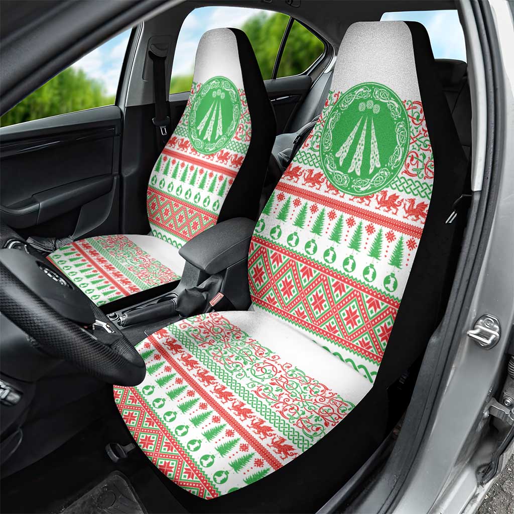 Welsh Christmas Car Seat Cover Awen and Celtics Culture with Xmas Elements - Wonder Print Shop