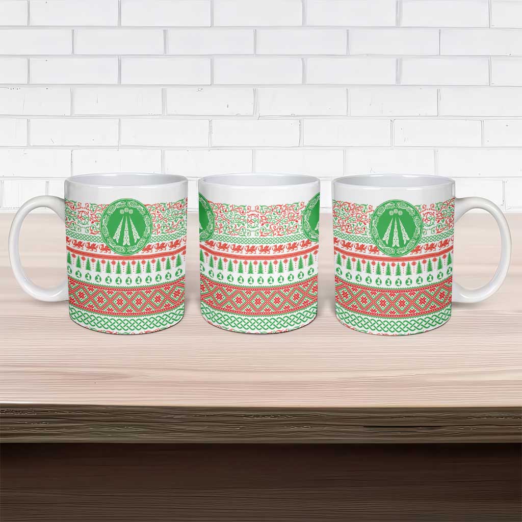 Welsh Christmas Ceramic Mug Awen and Celtics Culture with Xmas Elements - Wonder Print Shop