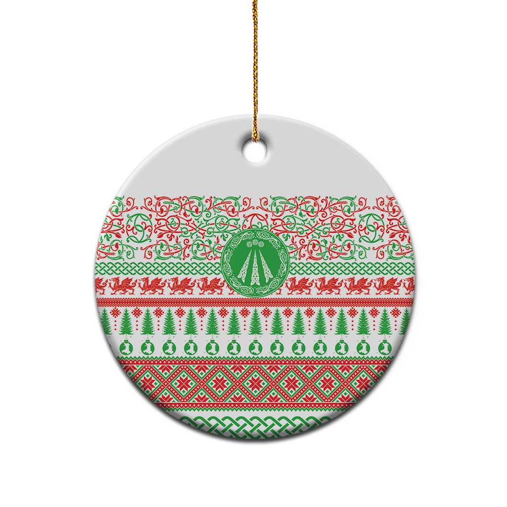 Welsh Christmas Ceramic Ornament Awen and Celtics Culture with Xmas Elements - Wonder Print Shop