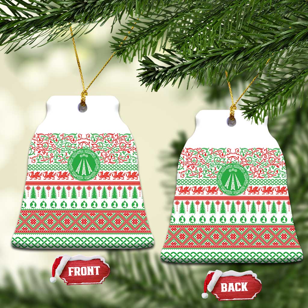Welsh Christmas Ceramic Ornament Awen and Celtics Culture with Xmas Elements - Wonder Print Shop