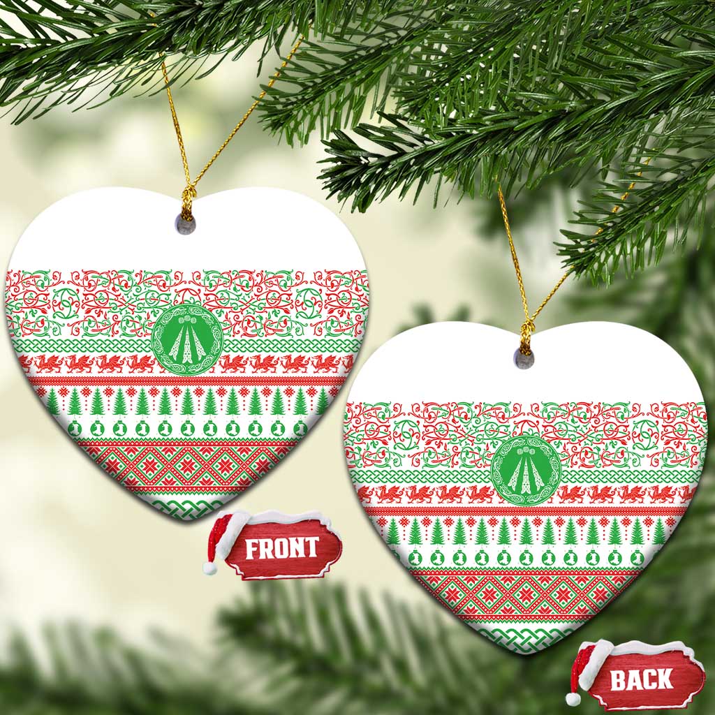 Welsh Christmas Ceramic Ornament Awen and Celtics Culture with Xmas Elements - Wonder Print Shop
