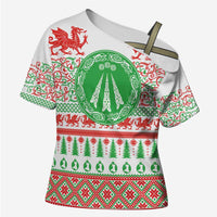 Welsh Christmas Cross Shoulder Shirt Awen and Celtics Culture with Xmas Elements - Wonder Print Shop