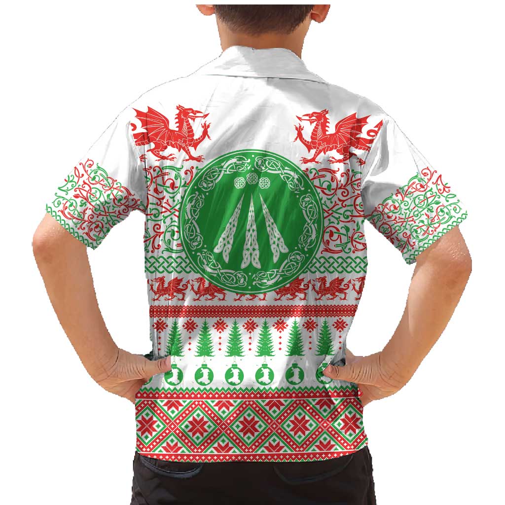 Welsh Christmas Family Matching Mermaid Dress and Hawaiian Shirt Awen and Celtics Culture with Xmas Elements - Wonder Print Shop