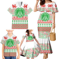 Welsh Christmas Family Matching Mermaid Dress and Hawaiian Shirt Awen and Celtics Culture with Xmas Elements - Wonder Print Shop