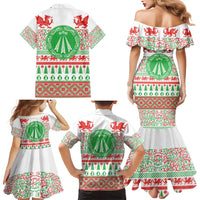 Welsh Christmas Family Matching Mermaid Dress and Hawaiian Shirt Awen and Celtics Culture with Xmas Elements - Wonder Print Shop