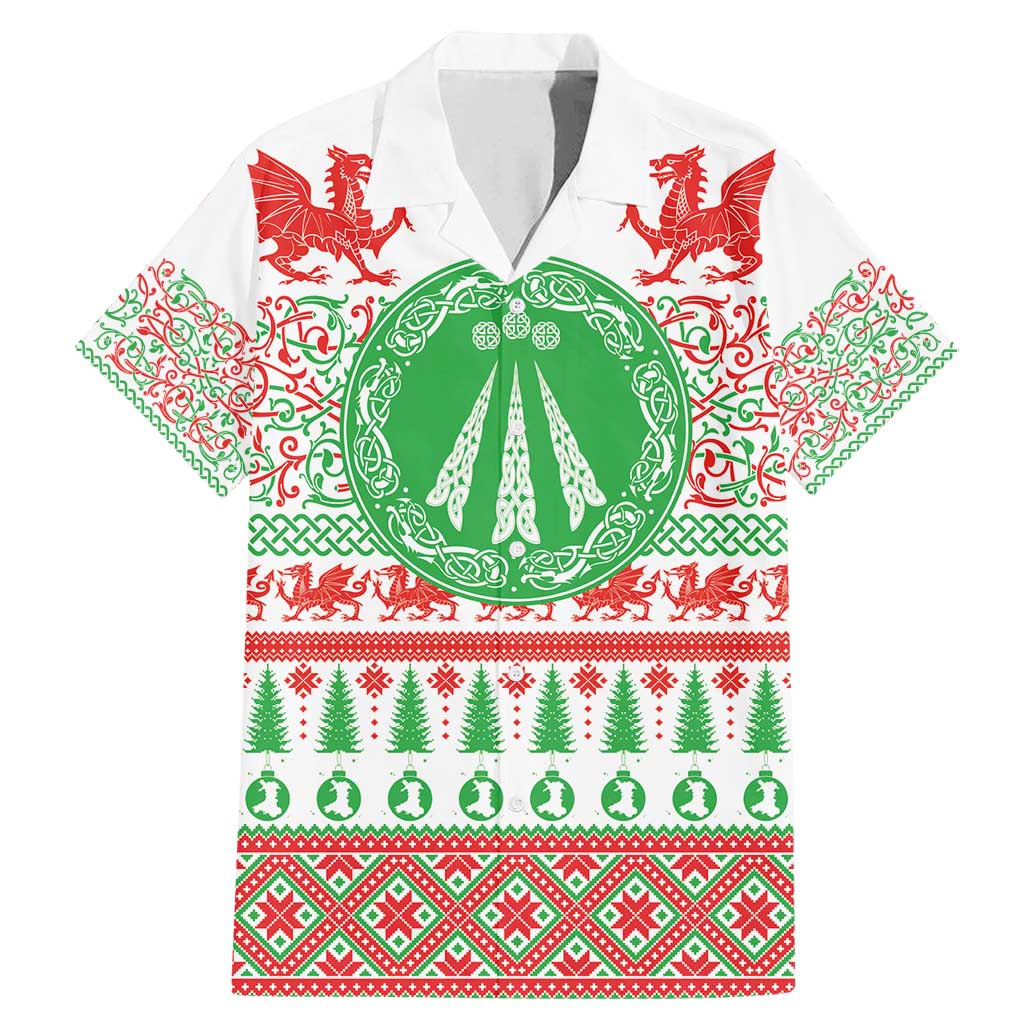 Welsh Christmas Family Matching Mermaid Dress and Hawaiian Shirt Awen and Celtics Culture with Xmas Elements - Wonder Print Shop