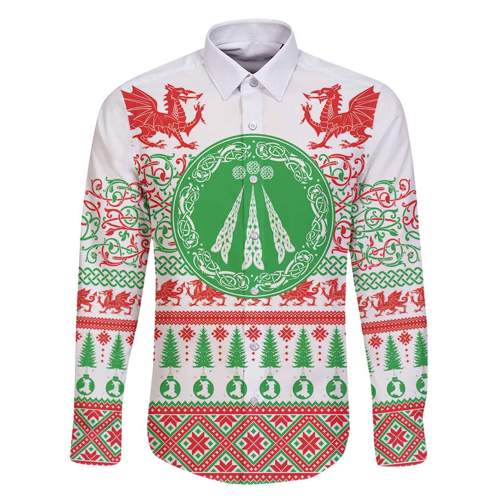 Welsh Christmas Family Matching Mermaid Dress and Hawaiian Shirt Awen and Celtics Culture with Xmas Elements - Wonder Print Shop