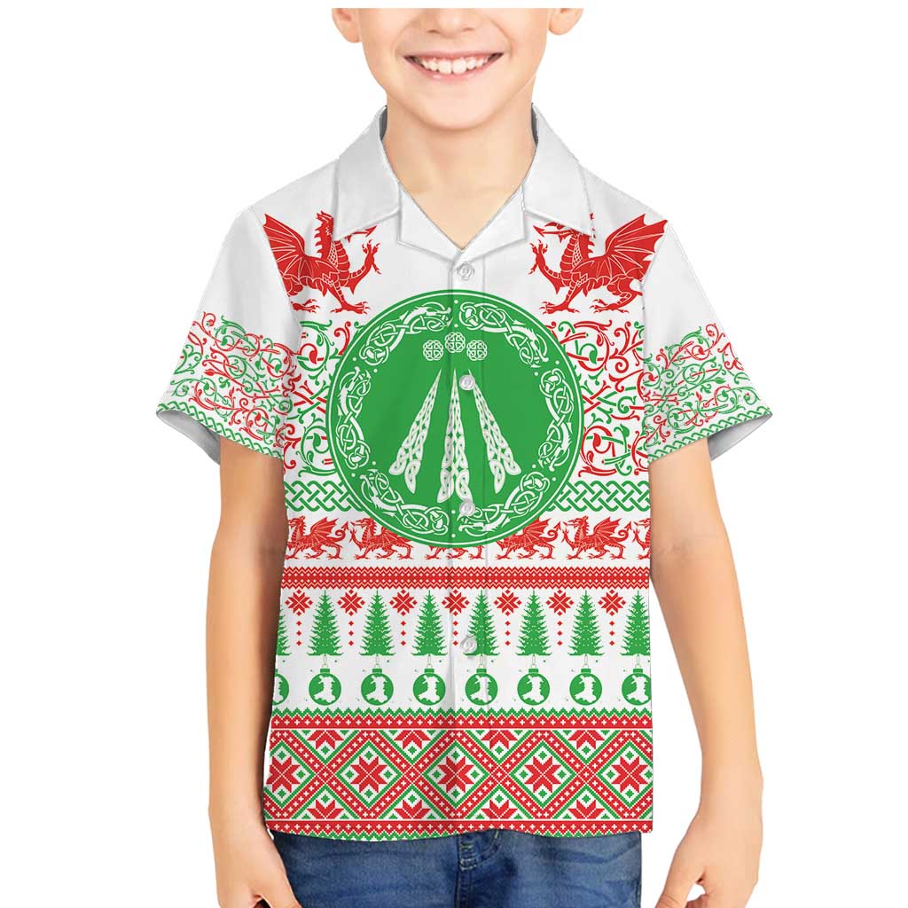 Welsh Christmas Family Matching Mermaid Dress and Hawaiian Shirt Awen and Celtics Culture with Xmas Elements - Wonder Print Shop