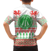 Welsh Christmas Family Matching Off The Shoulder Long Sleeve Dress and Hawaiian Shirt Awen and Celtics Culture with Xmas Elements - Wonder Print Shop