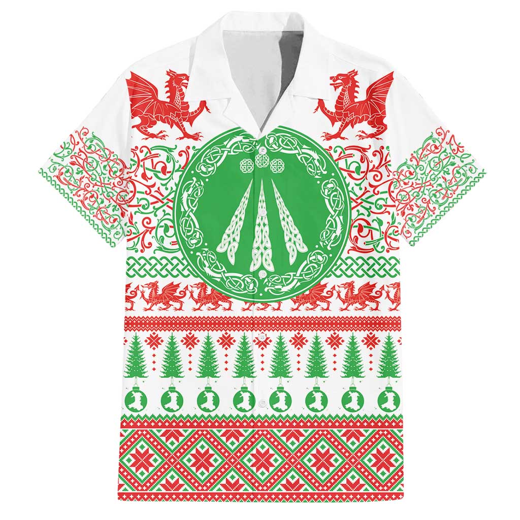 Welsh Christmas Family Matching Puletasi and Hawaiian Shirt Awen and Celtics Culture with Xmas Elements - Wonder Print Shop