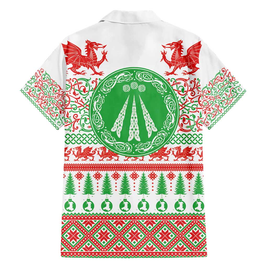 Welsh Christmas Family Matching Short Sleeve Bodycon Dress and Hawaiian Shirt Awen and Celtics Culture with Xmas Elements - Wonder Print Shop