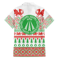 Welsh Christmas Family Matching Short Sleeve Bodycon Dress and Hawaiian Shirt Awen and Celtics Culture with Xmas Elements - Wonder Print Shop