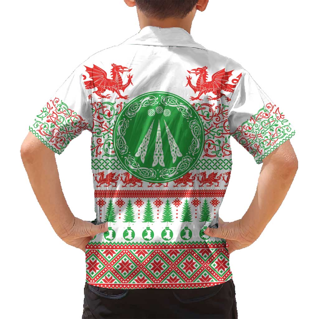 Welsh Christmas Family Matching Summer Maxi Dress and Hawaiian Shirt Awen and Celtics Culture with Xmas Elements - Wonder Print Shop
