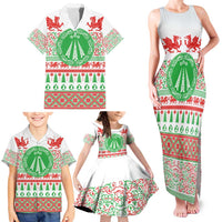 Welsh Christmas Family Matching Tank Maxi Dress and Hawaiian Shirt Awen and Celtics Culture with Xmas Elements - Wonder Print Shop