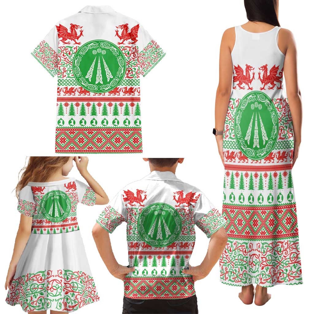 Welsh Christmas Family Matching Tank Maxi Dress and Hawaiian Shirt Awen and Celtics Culture with Xmas Elements - Wonder Print Shop