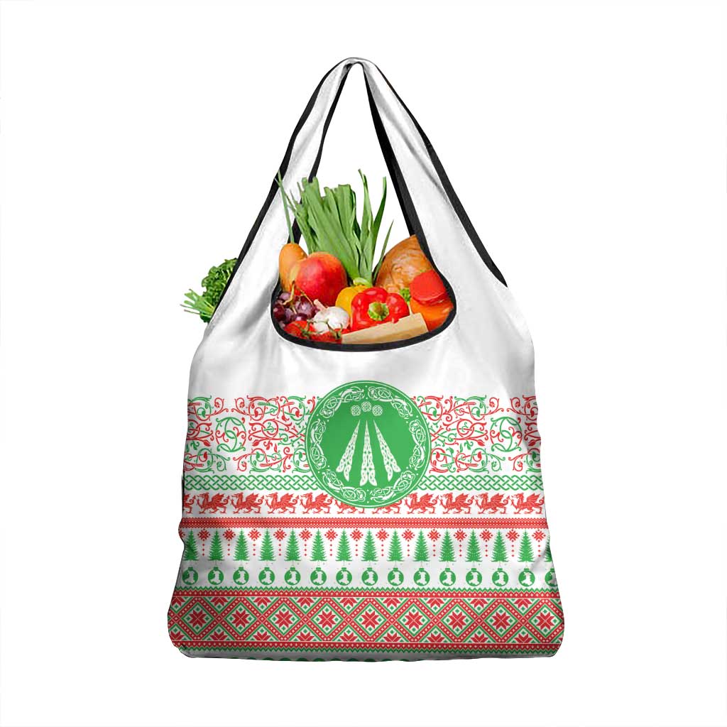 Welsh Christmas Grocery Bag Awen and Celtics Culture with Xmas Elements - Wonder Print Shop