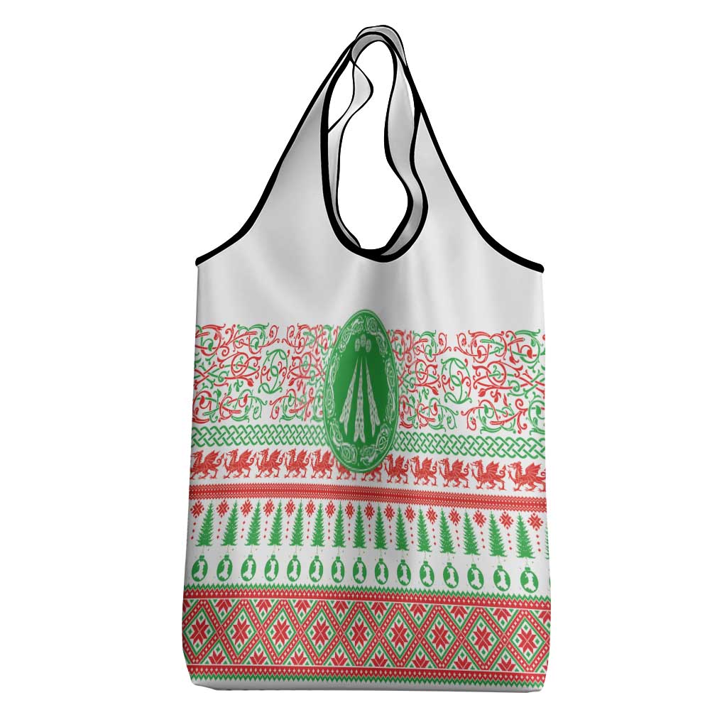 Welsh Christmas Grocery Bag Awen and Celtics Culture with Xmas Elements - Wonder Print Shop