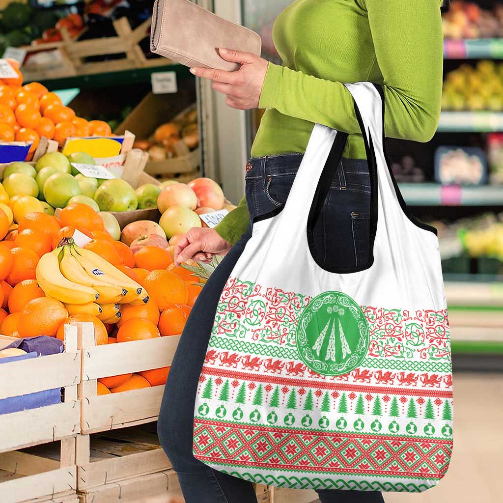 Welsh Christmas Grocery Bag Awen and Celtics Culture with Xmas Elements - Wonder Print Shop
