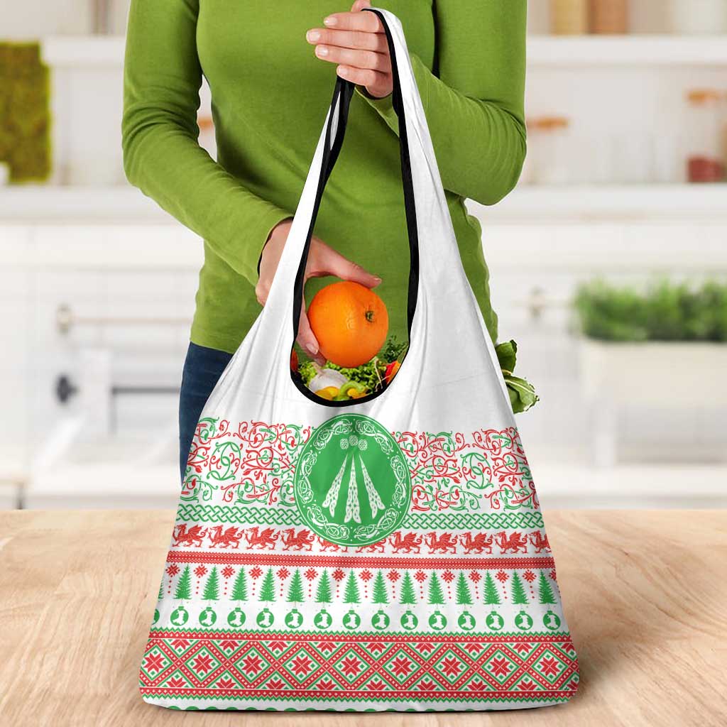 Welsh Christmas Grocery Bag Awen and Celtics Culture with Xmas Elements - Wonder Print Shop
