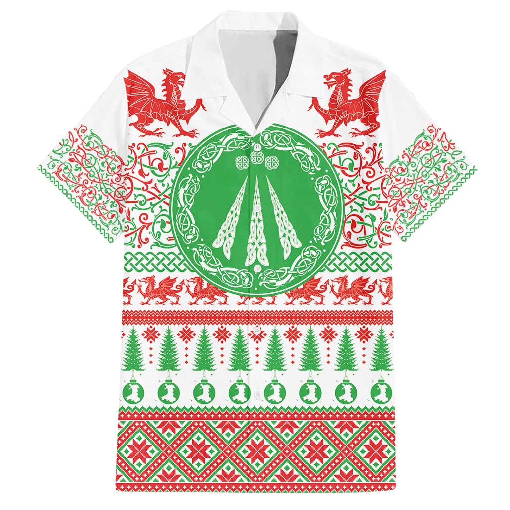 Welsh Christmas Hawaiian Shirt Awen and Celtics Culture with Xmas Elements - Wonder Print Shop
