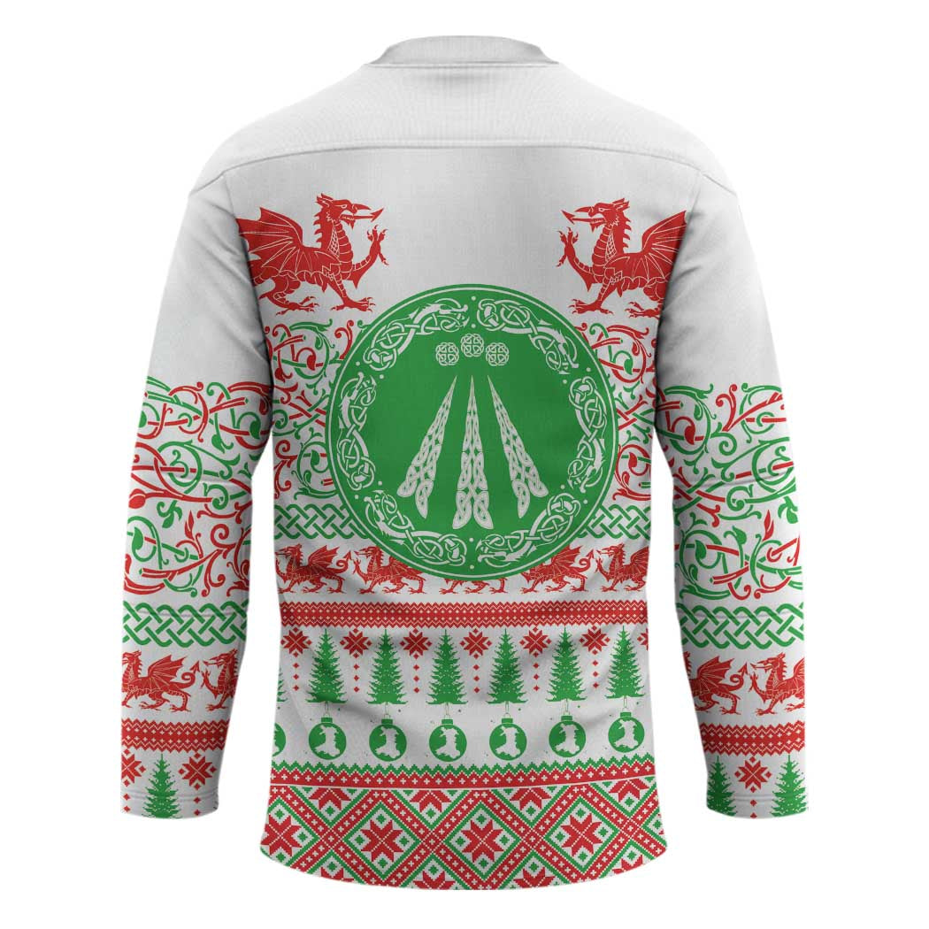 Welsh Christmas Hockey Jersey Awen and Celtics Culture with Xmas Elements - Wonder Print Shop