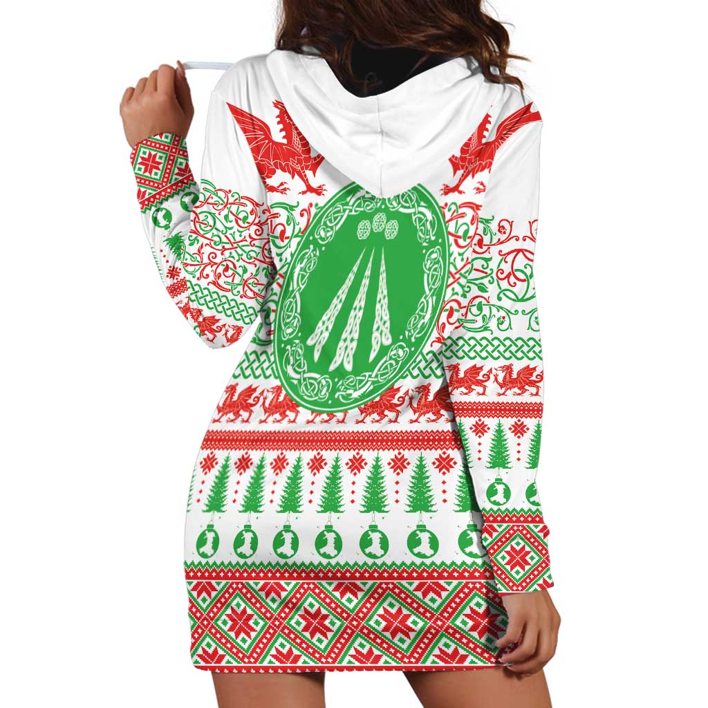 Welsh Christmas Hoodie Dress Awen and Celtics Culture with Xmas Elements - Wonder Print Shop