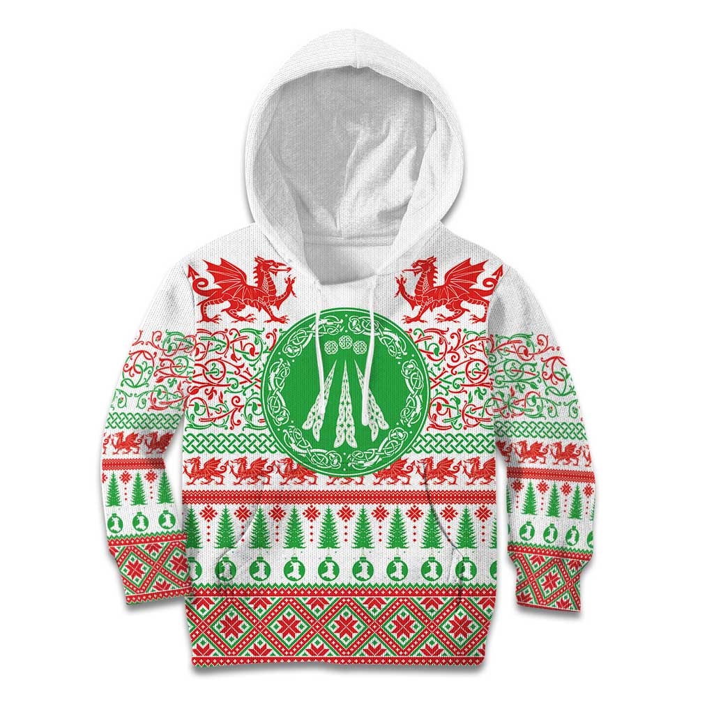 Welsh Christmas Kid Hoodie Awen and Celtics Culture with Xmas Elements - Wonder Print Shop