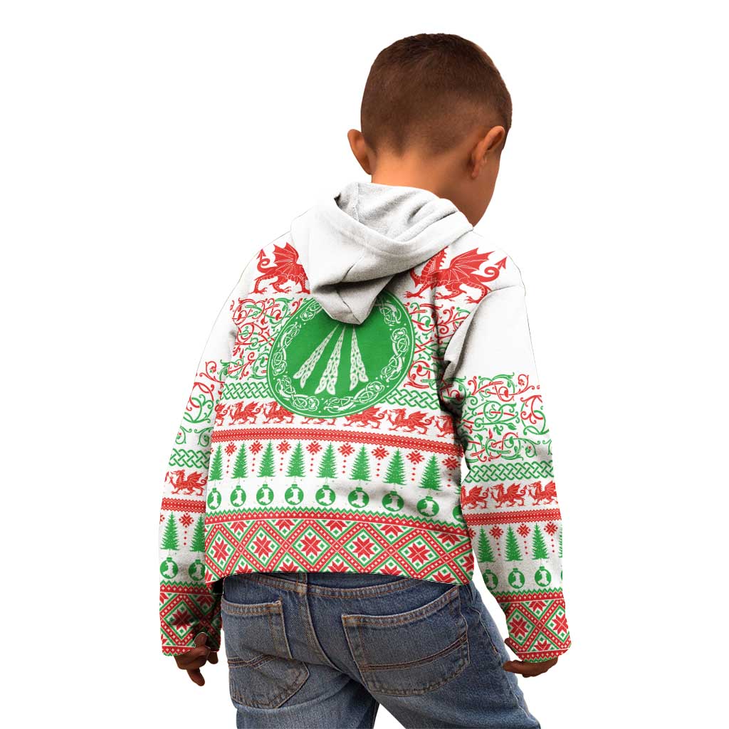 Welsh Christmas Kid Hoodie Awen and Celtics Culture with Xmas Elements - Wonder Print Shop